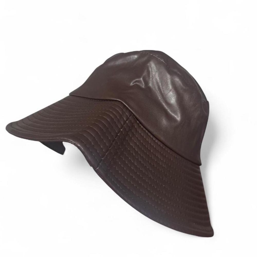NWT SANDIEGO HAT COMPANY Brown leather bucket hat with wide brim #leather